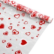 Пленка прозрачная с рисунком Ламур (LAMOUR) Бело-Красная 70см/200гр