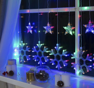 Электрогирлянда Штора 3м Снежинки Цветная ( 50см+70см) Арт-1292 Электрогирлянда Штора 3м Снежинки Цветная ( 50см+70см) Арт-1292