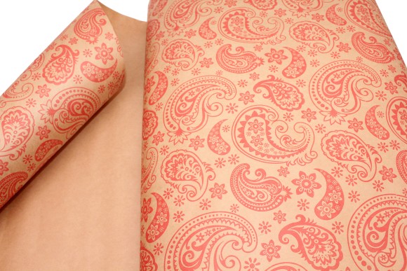 Бумага крафт Европа огурцы красный на коричневом 70см*8,5