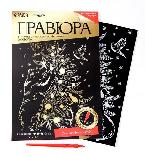 Гравюра Новогодняя А-4 22*33см Арт-4963441/442