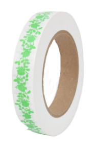 Лента Пионы 2см*50ярд Салатовые на Белом