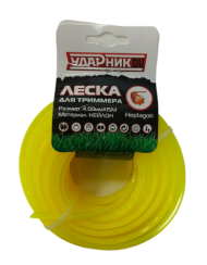 Леска для триммера Ударник 4мм*15м сечение Шестигранник