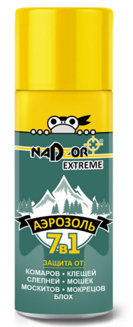 Аэрозоль от комаров Extreme 7в1 100мл (1уп/15шт) клещей/мошки/мокрецов/блох 1 ЭТАЖ