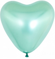 Шар латексный 12/30см хром Сердце зеленый 1уп/50шт