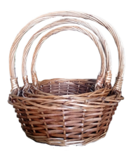 Корзина Набор Плетеных ИВА 3шт Круглые Светло-Коричневые D-20/25/30см