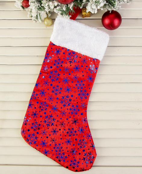 Носок для подарков Снежинки 19х42см Арт-2363896