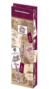 Сумочка пакет картон 140*350*110мм под бутылку Арт-10-50-023 B