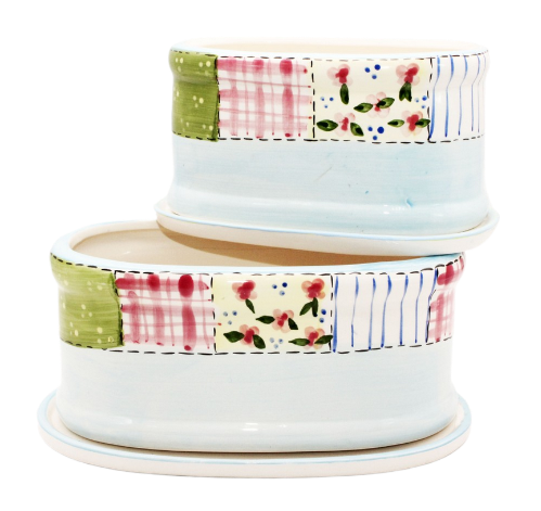 Набор кашпо Аппликации овал Арт-ММ210 2шт (D-15см)