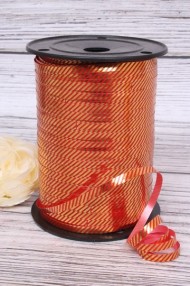 Лента Золот полос 0,5см*250ярд Диагональ Красная А-0546