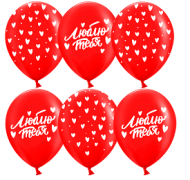 Шар латексный 12/30см пастель Люблю тебя множество сердец красный 1уп/25шт Арт 612750