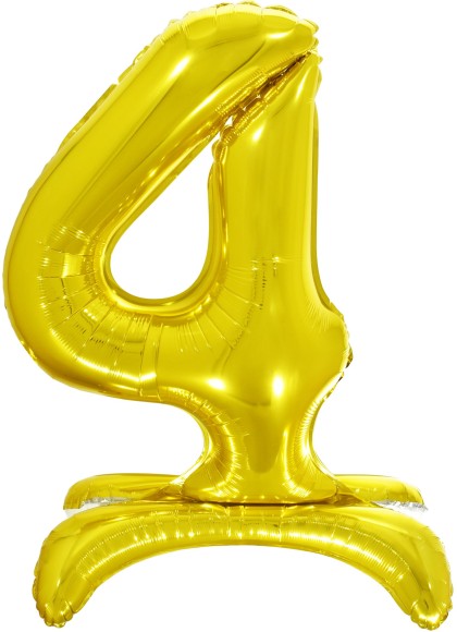 Шар ЦИФРА фольгированный № 4 32"81см на подставке Золото
