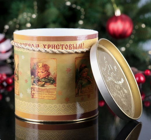 Коробка подарочная тубус Рождество H12см W12см Арт-1188287