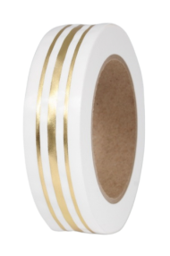 Лента Золот полоса Многополос 3см*50ярд Белая 341