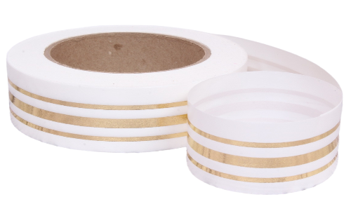 Лента Золот полоса Многополос 3см*50ярд Белая 341