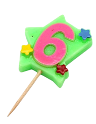 Свеча цифра 6 звездочки (цвета микс) 635692