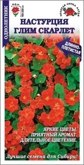Цветы Настурция Глим Скарлет ЦВ/П (СОТКА) 0,5гр однолетник до 2,5м Цветы Настурция Глим Скарлет ЦВ/П (СОТКА) 0,5гр однолетник до 2,5м
