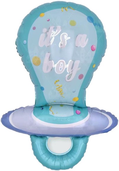 Шар фольгированный 38/97см Соска пустышка для мальчика голубой