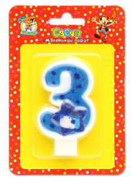 Свеча Цифра 3 Маленький пират 0442