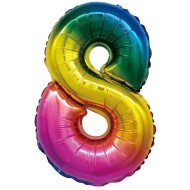 Шар ЦИФРА фольгированный № 8 34"86см Радужный градиент