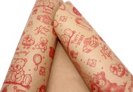 Бумага крафт Европа мишки красный на коричневом 70см*8,5