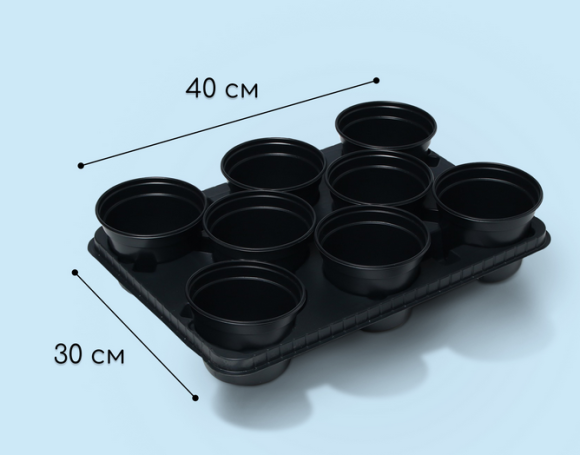 Набор для рассады Greengo стаканы 500мл*8шт поддон 40×20см Арт-1986222