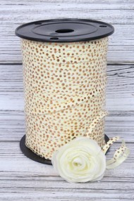 Лента Золот полос 0,5см*250ярд Горошек Шампань А-0562