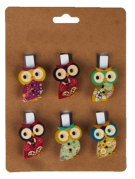 Прищепка Совы цветные (1уп/6шт) Цена за штуку