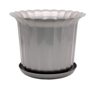Горшок Рифлённый 210мм Серый с поддоном афродита 170 высота 17см