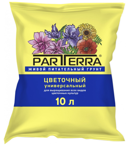 Грунт PARTERRA Цветочный 10лит (1уп/6шт) Нов-Агро