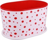 Горшок Горошек Овальное 5лит Красно-Белый с поддоном М-4064/ БАШ