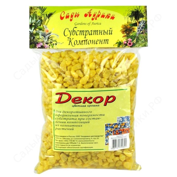 Декор цветная Крошка Желтый 1лит АУРИКА 1уп/6шт арт 3013