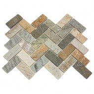 Каменная мозаика MS-0516 ГРАНИТ кирпич-ёлочка серый