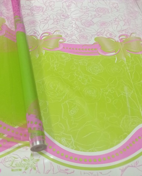 Пленка прозрачная с рисунком Анабель Салатово-Малиновая 70см/200гр
