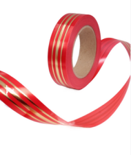 Лента Золот полоса Многополос 3см*50ярд Красная 346