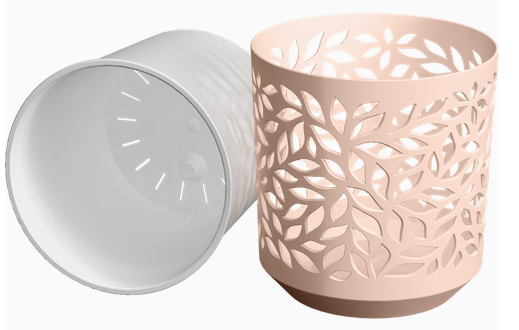 Горшок Leaves 1,25лит Пудра/Белый (с дренажной системой)