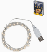 Электрогирлянда 5м 50ламп Жёлтый свет MILED USB Арт-3019