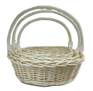 Корзина Набор Плетеных ИВА 3шт Лодочка Молочные D-25/30/35см