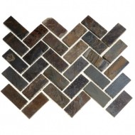 Каменная мозаика MS-0517 ГРАНИТ кирпич-ёлочка зелёный