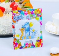 Свеча Цифра 1 Годик Зверюшки синяя 3424804