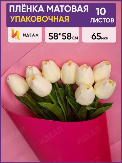 Пленка Листами Матовая двусторонняя Фуксия-Розовая 58/58см (1уп/10шт) Цена за 1 ЛИСТ