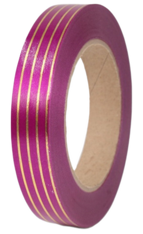 Лента Золот полоса Многополос 2см*50ярд Вишневая