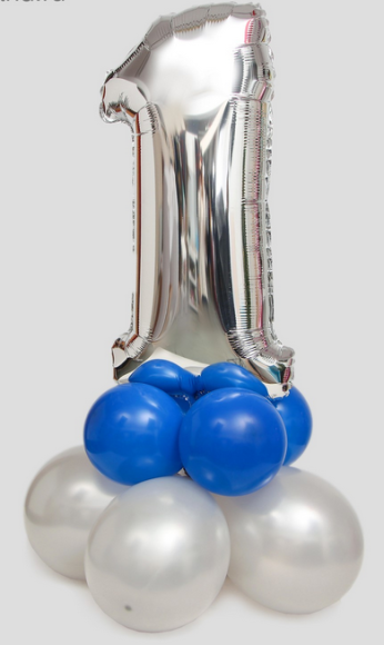 Фонтан из шаров Цифра 1 9шт латекс+фольга Арт-4732160
