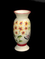 Ваза керамическая Желтые цветы с бабочкой Класическая Арт-J2819-a18 Н-29см