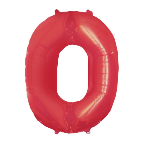 Шар ЦИФРА фольгированный № 0 16"41см Красный