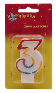 Свеча Цифра 3 Радуга 832087