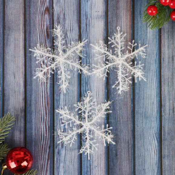 Набор снежинок Пушинка 100мм*3шт Арт-811294