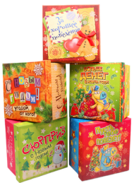 Коробка №3 Новогодняя Квадратные Микс L13,5см W13,5см H8,5см