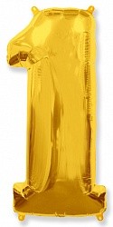 Шар ЦИФРА фольгированный № 1 40"102см Золото