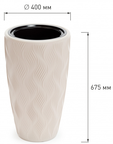 Горшок Флэйм 61лит Светло-Бежевый (со вставкой 13лит) М-8888(D-29см)