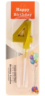 Свеча Цифра 4 Золотой Стиль Арт-2967